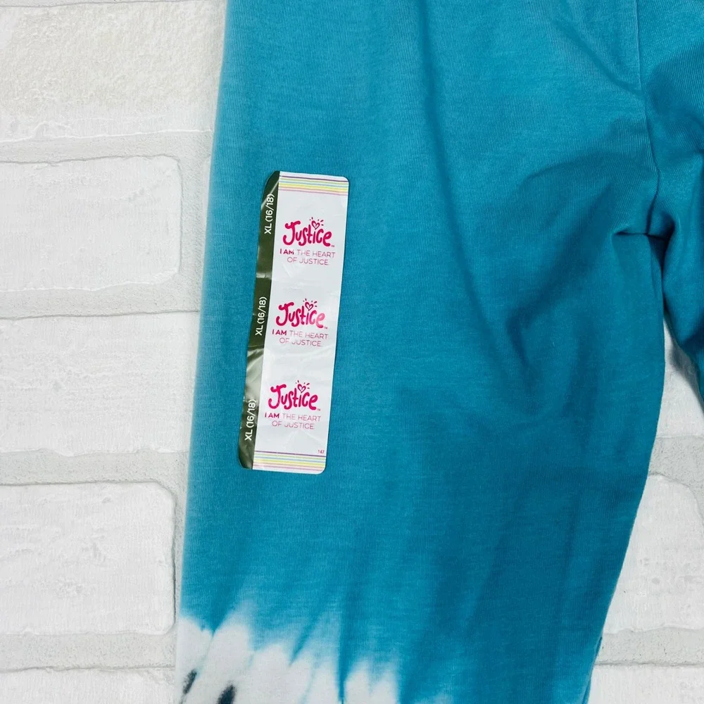 Justice Girls Tie Dye Leggings Turquoise Pink White Active Pants Size XL 16 NEW